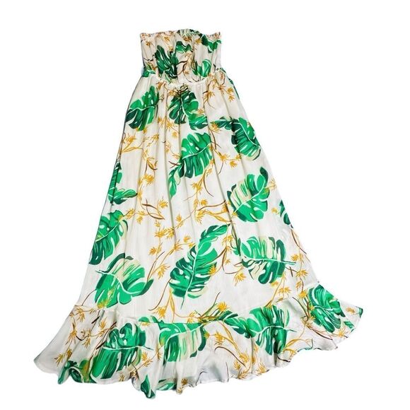 The Webster at Target Green and White Palm Print Strapless Maxi Dress size Small - Picture 7 of 16